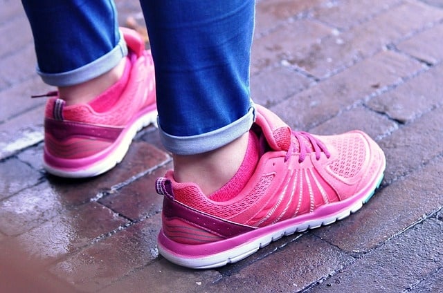 pink walking shoes